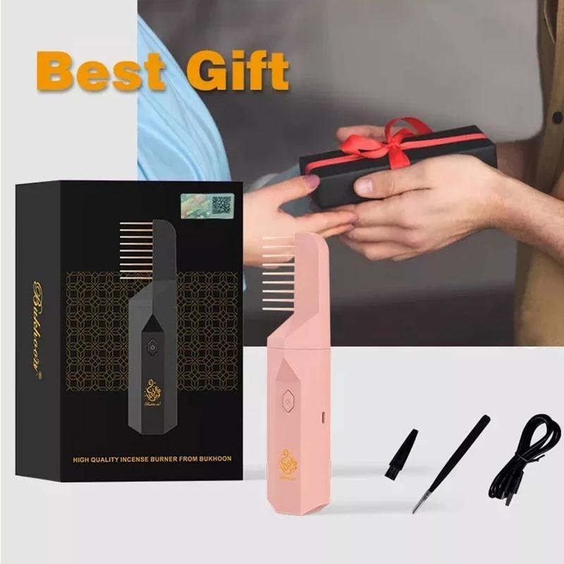 Electric Hair Brush with Bakhoor Incense Burner for Relaxation