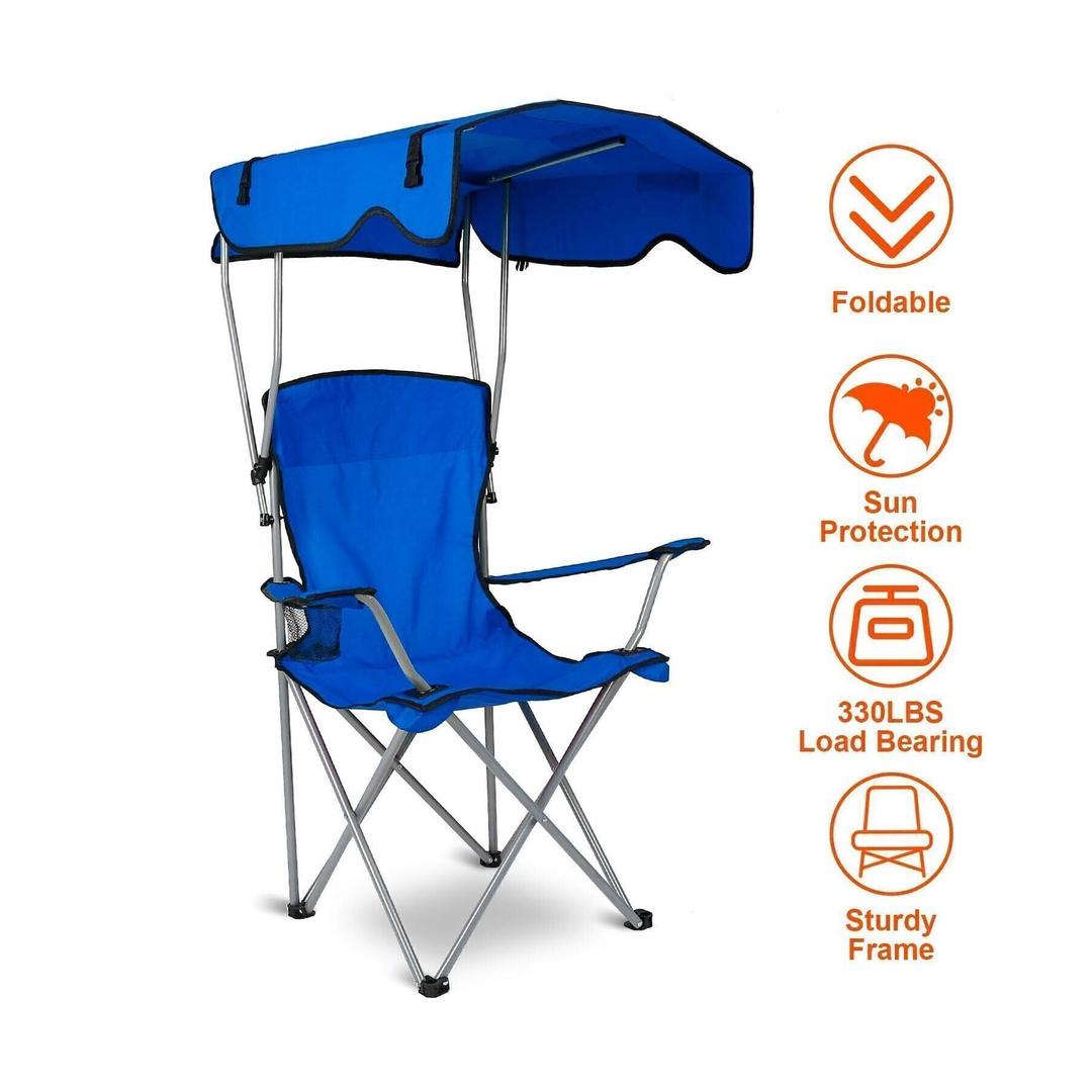 Foldable Outdoor Lounge Chair with Cup Holder for Camping & Beach