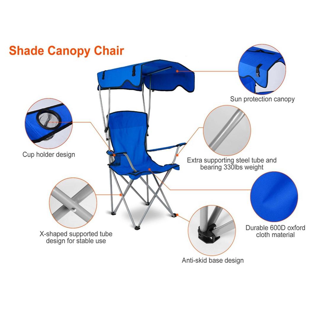 Foldable Outdoor Lounge Chair with Cup Holder for Camping & Beach