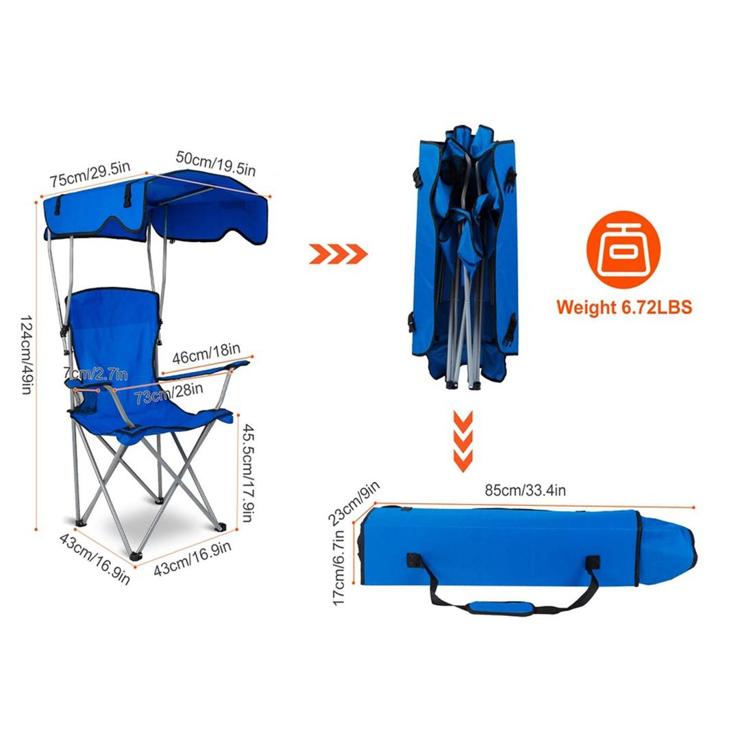 Foldable Outdoor Lounge Chair with Cup Holder for Camping & Beach