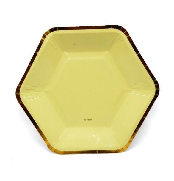 Hexagonal 9-Inch Paper Plates - 6 Pcs for Parties and Events