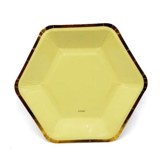 Hexagonal 9-Inch Paper Plates - 6 Pcs for Parties and Events