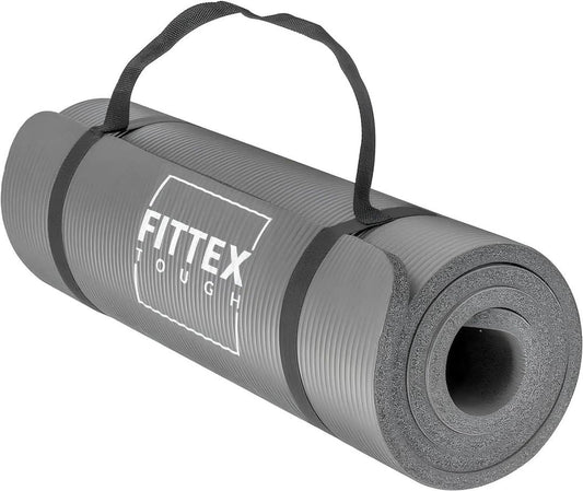 Yoga Mat – 10mm Thick, Non-Slip, Grey with Convenient Carry Strap