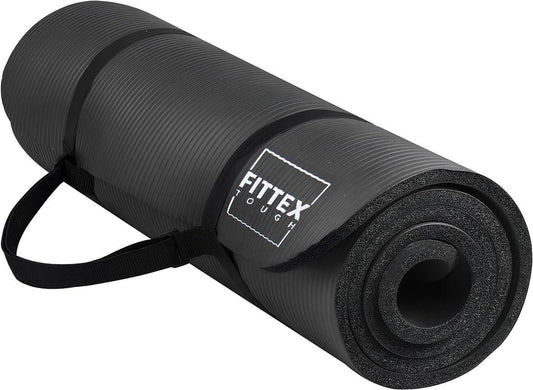 Yoga Mat 188x61cm, Black, Non-Slip & Durable with Carry Strap