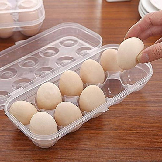 Portable Plastic Egg Holder for Refrigerator - 10 Section Tray