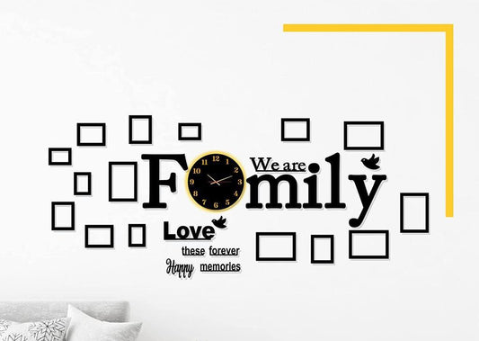 We Are Family Decorative Clock with Picture Frames for Memories