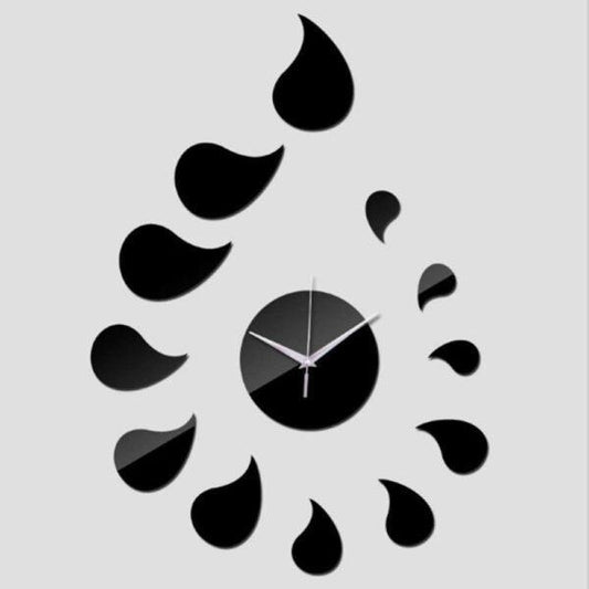 Modern Acrylic Mirror Wall Clock with Abstract Water Drop Design