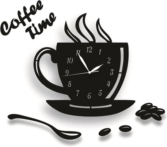 Acrylic Coffee-Themed DIY Wall Clock – Modern 3D Design for Home Decor