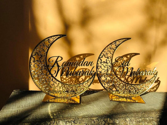 Ramadan & Eid 2-Sign Wall Art Set - Perfect for Home Decoration