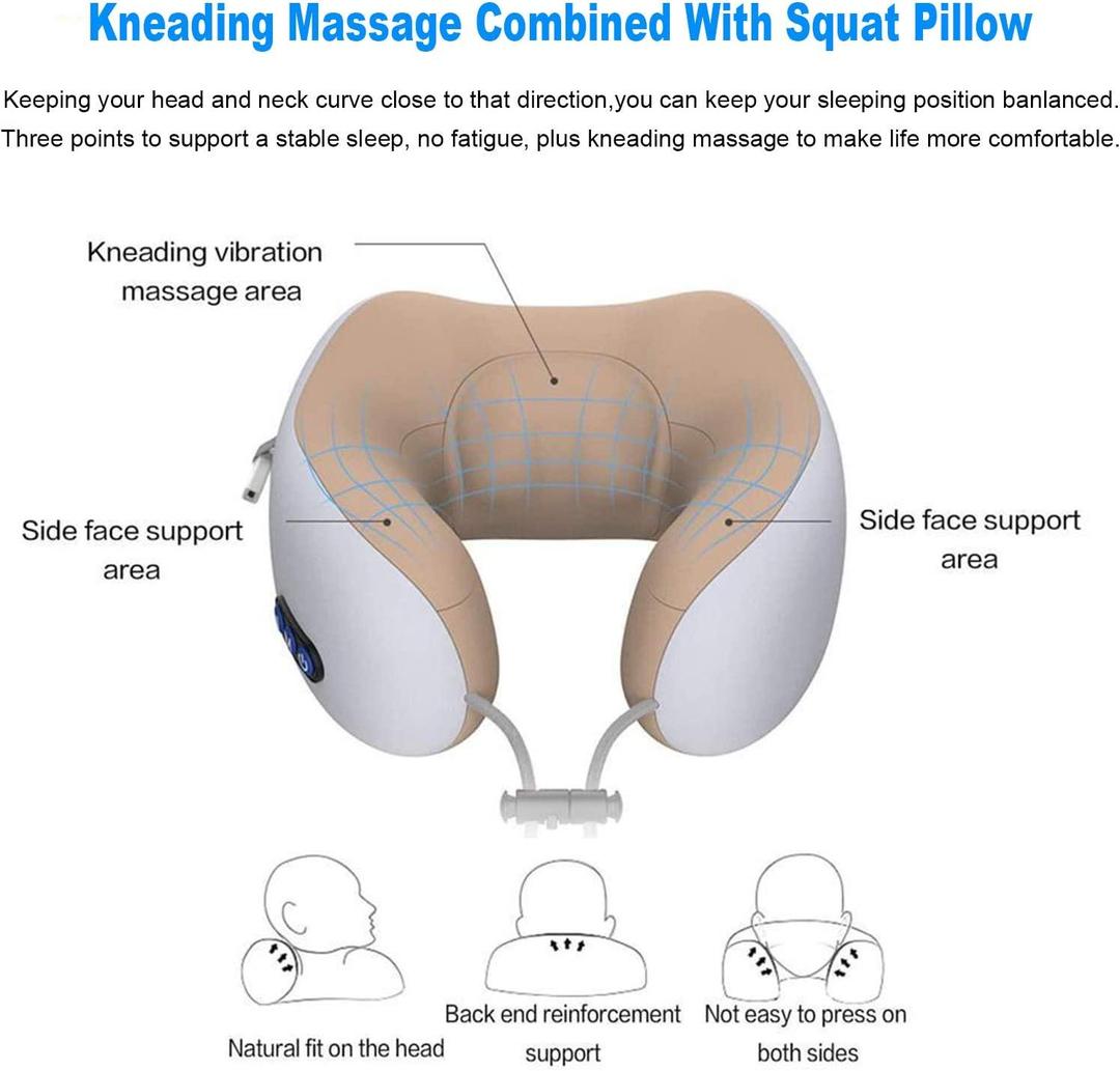 Rechargeable U-Shaped Electric Neck Massager Pillow for Travel