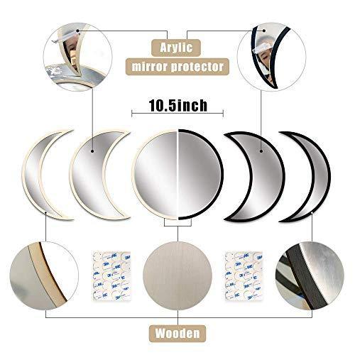 Moon Phase Mirror Set – 5-Piece Acrylic Wall Decor