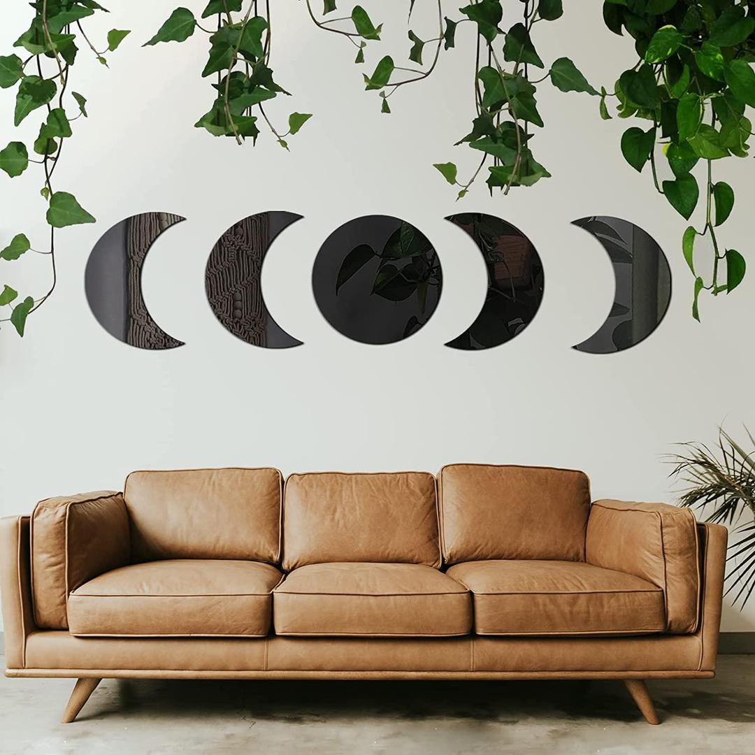 Acrylic Moon Phase Wall Decor Set – Pack of 5 Elegant Pieces