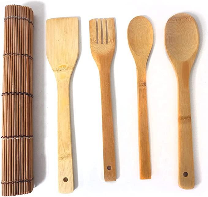 Sustainable Bamboo 5-Piece Cutlery Set for Travel and Picnics