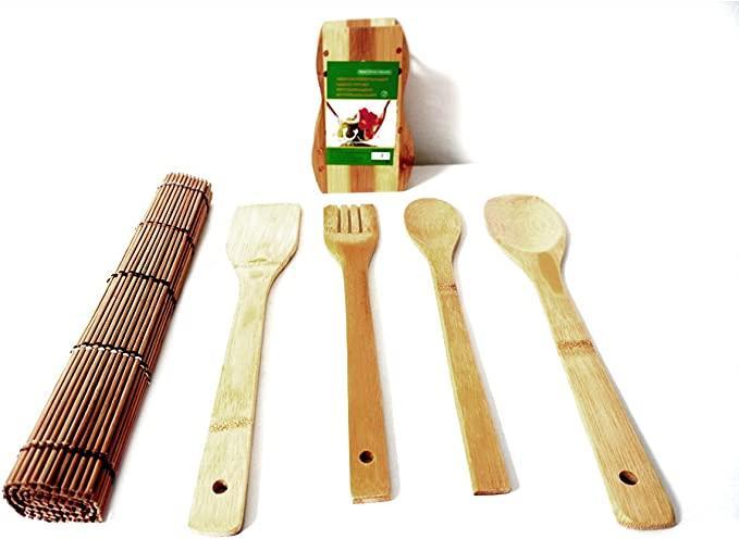 Sustainable Bamboo 5-Piece Cutlery Set for Travel and Picnics