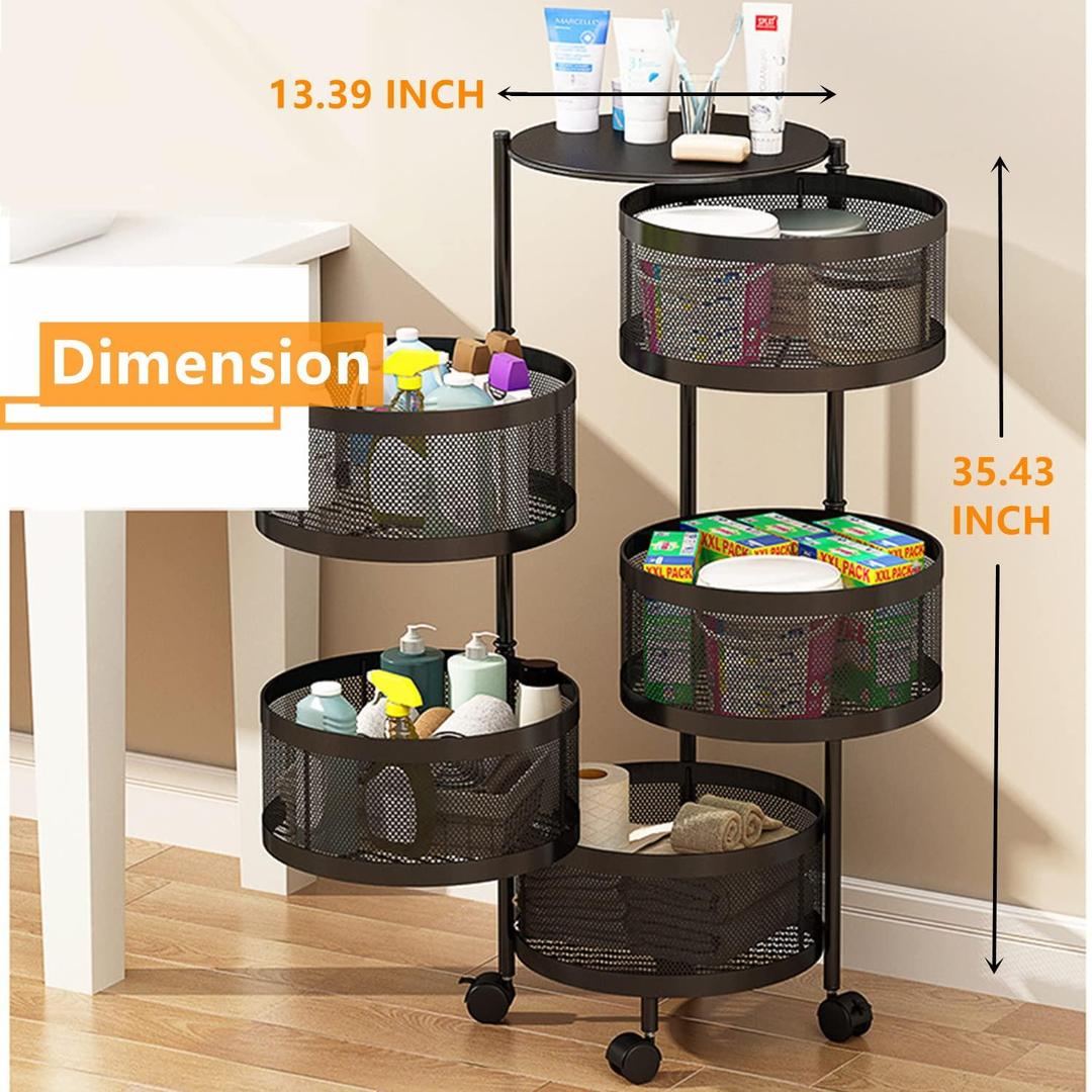 4-Tier Multi-Function Round Rack for Kitchen & Storage