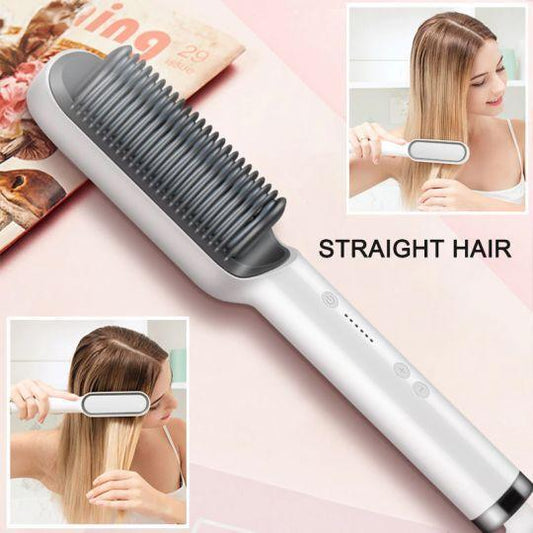 Hair Straightener & Curling Brush with 5-Level Heat – Smooth & Defined Styles