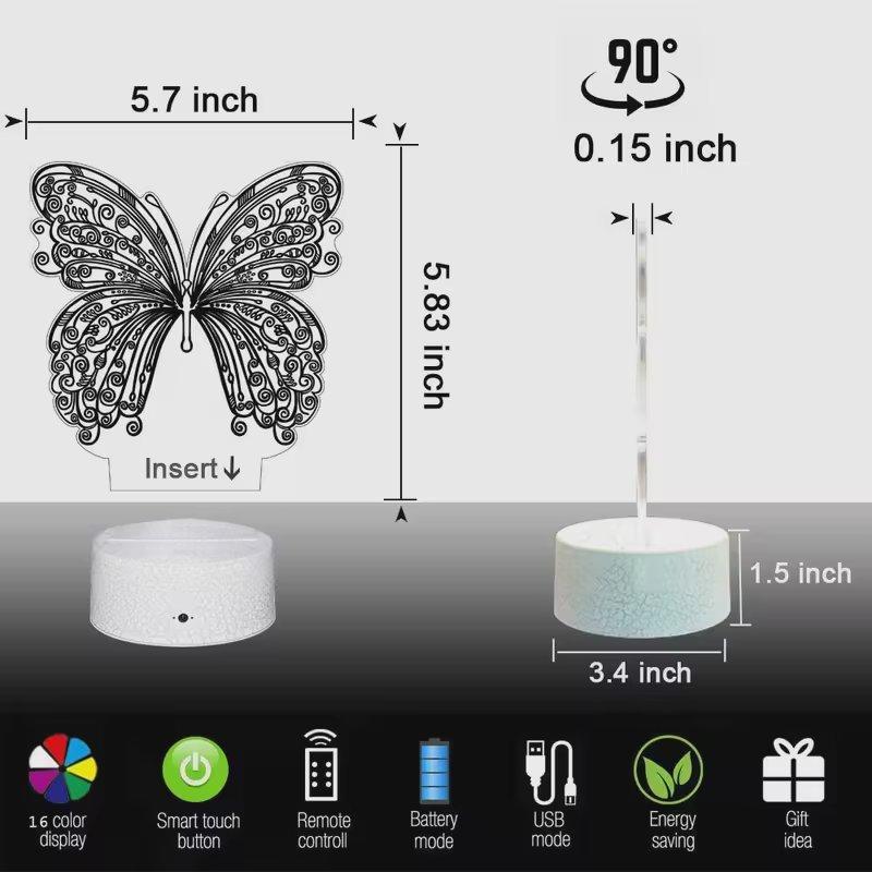 3D Acrylic Butterfly Lamp – Stunning LED Light for Home Decor