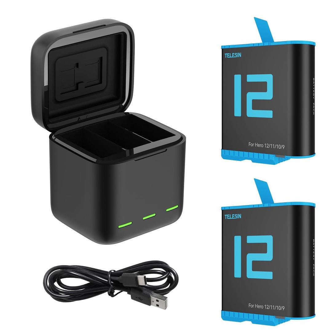 TELESIN Fast Charger with 2 Batteries for GoPro HERO Cameras