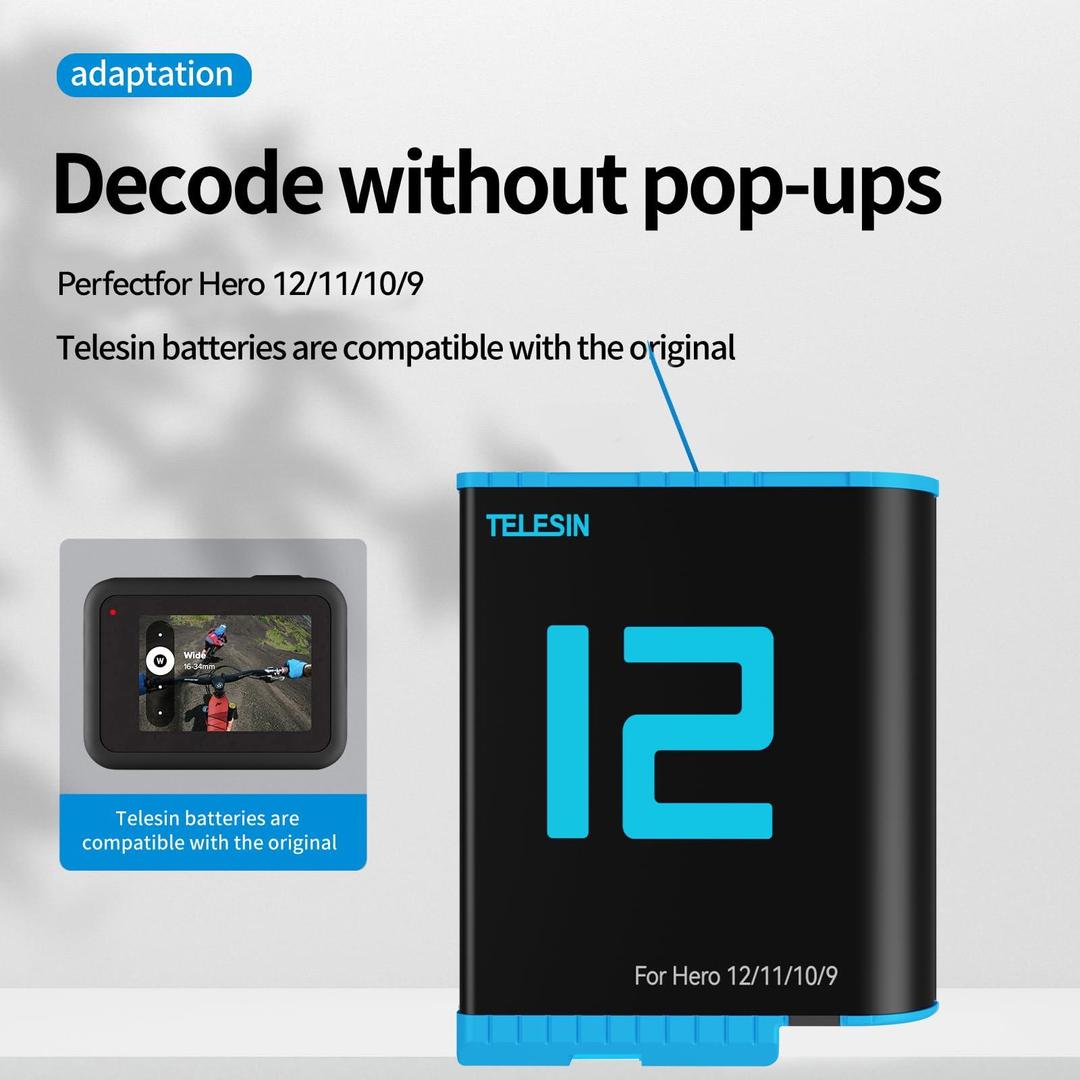 TELESIN Fast Charger with 2 Batteries for GoPro HERO Cameras