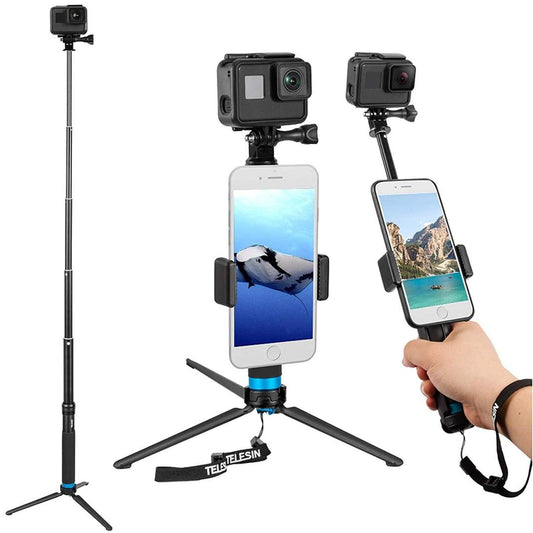 TELESIN Selfie Stick  Mono-Pod with Tripod Mount for Action Cameras