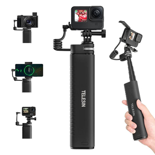 TELESIN 10000mAh Selfie Stick with USB-C Charging for Action Cameras