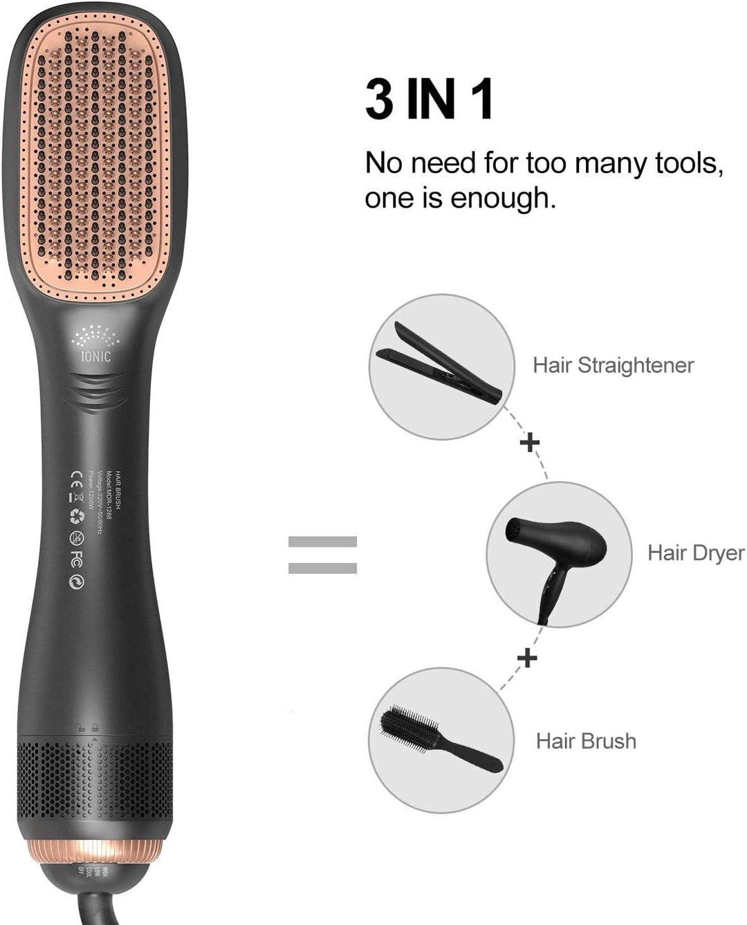 Electric Hair Dryer Brush with Ceramic Technology for Frizz-Free Hair