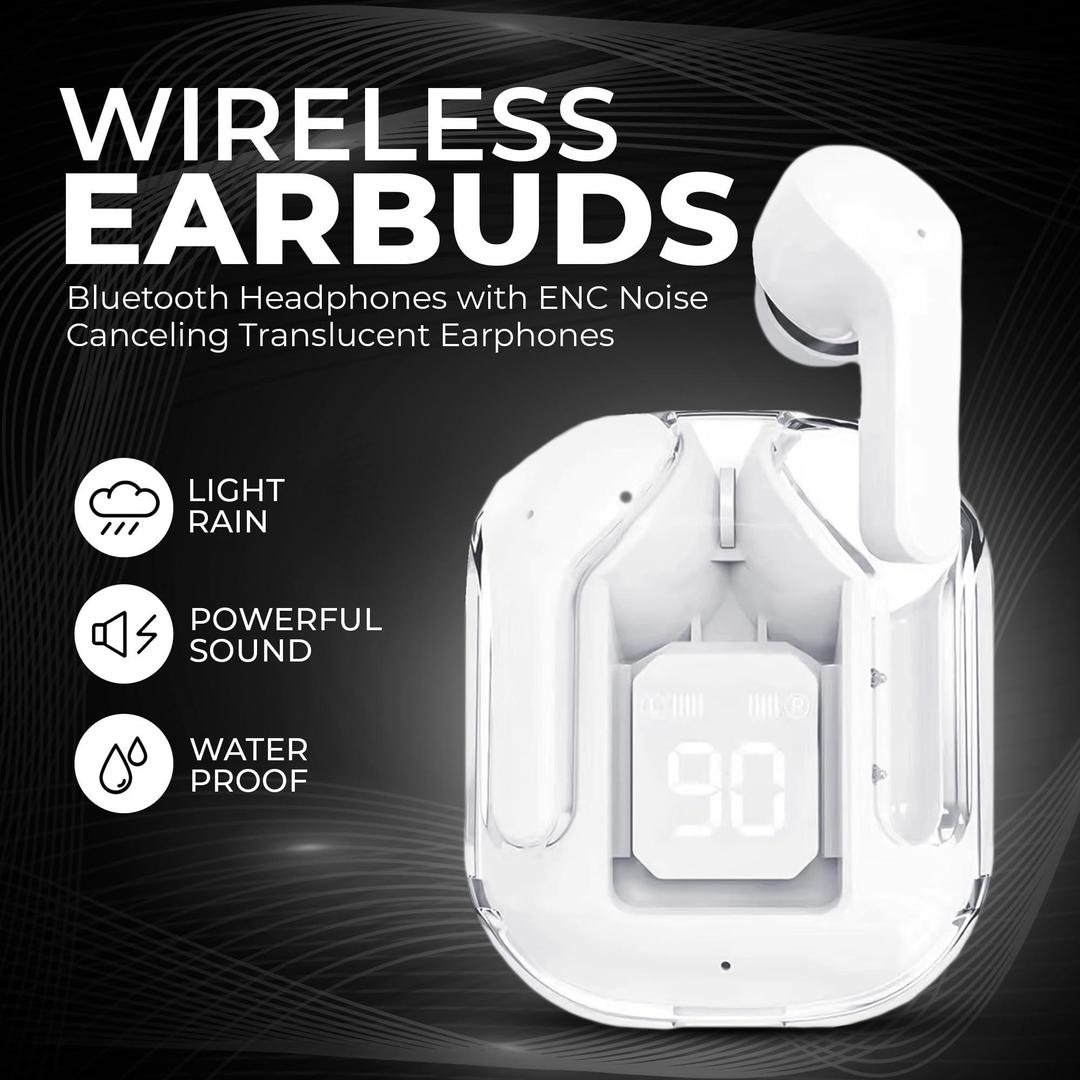 Bluetooth 5.3 Transparent Wireless Earbuds with Charging Case