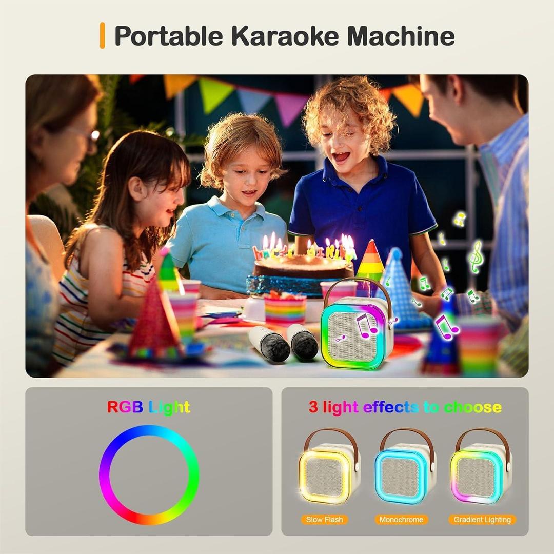 Mini Karaoke Speaker with Bluetooth and Dual Wireless Mics