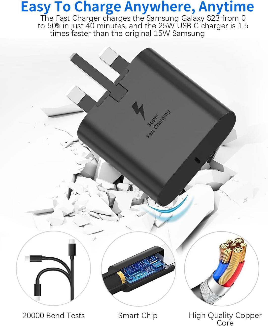 45-W Super Fast Charger for Samsung Galaxy Phones and Tablets