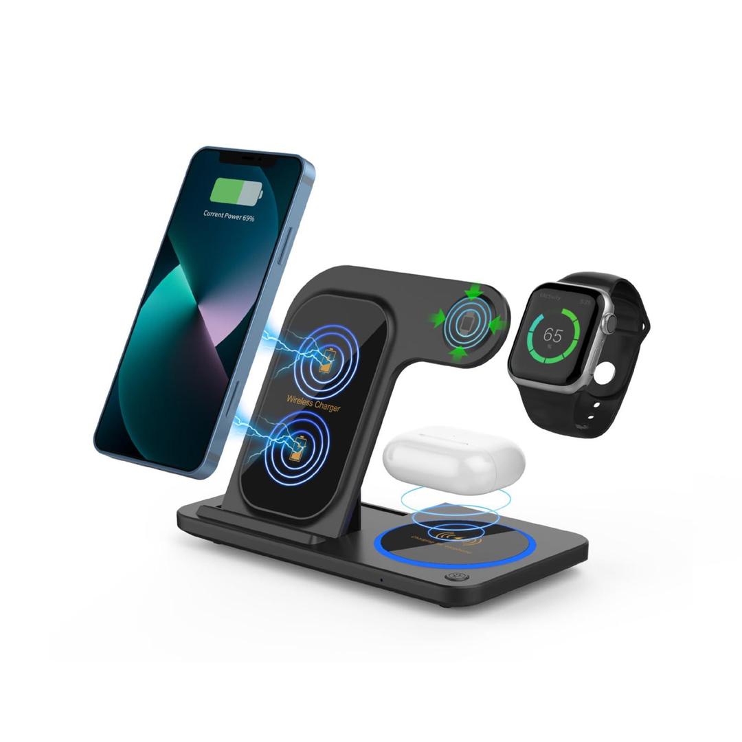 Magnetic 3-in-1 Foldable Wireless Charger Stand – Quick Charge