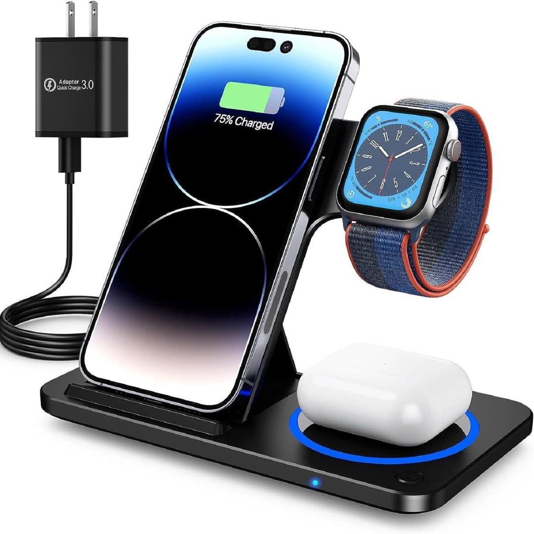 Magnetic 3-in-1 Foldable Wireless Charger Stand – Quick Charge