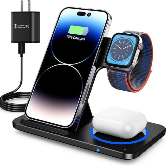 Magnetic 3-in-1 Foldable Wireless Charger Stand – Quick Charge