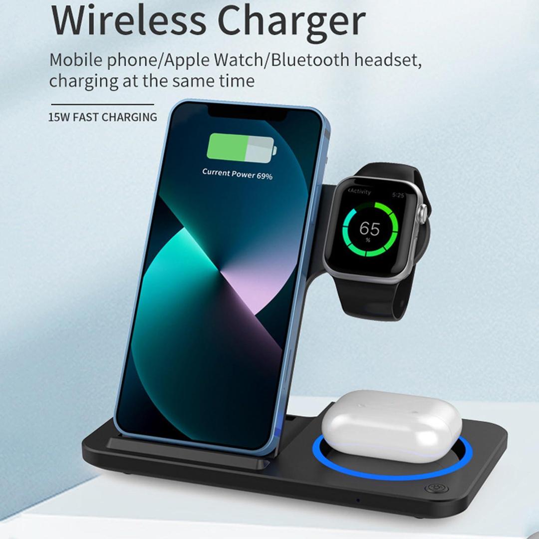 Magnetic 3-in-1 Foldable Wireless Charger Stand – Quick Charge