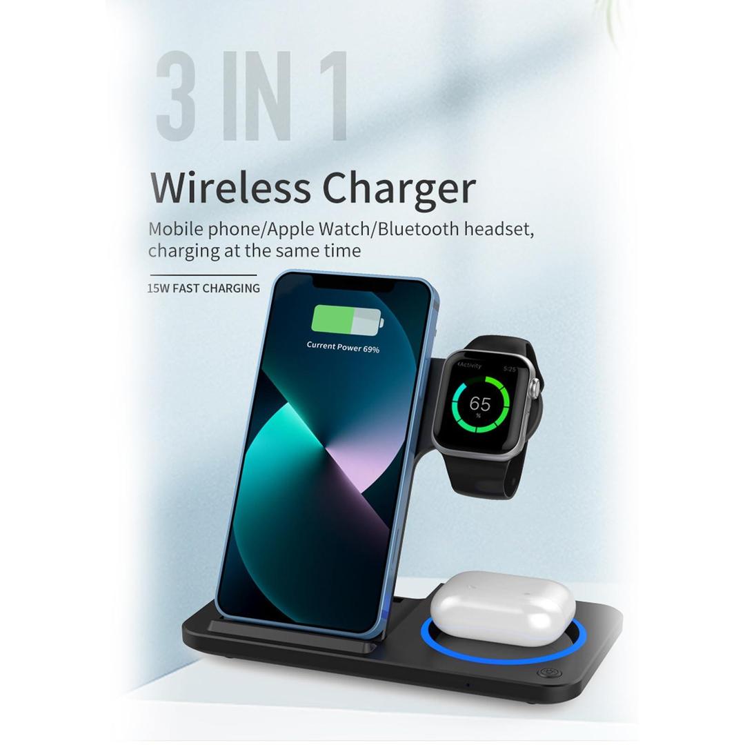 Magnetic 3-in-1 Foldable Wireless Charger Stand – Quick Charge