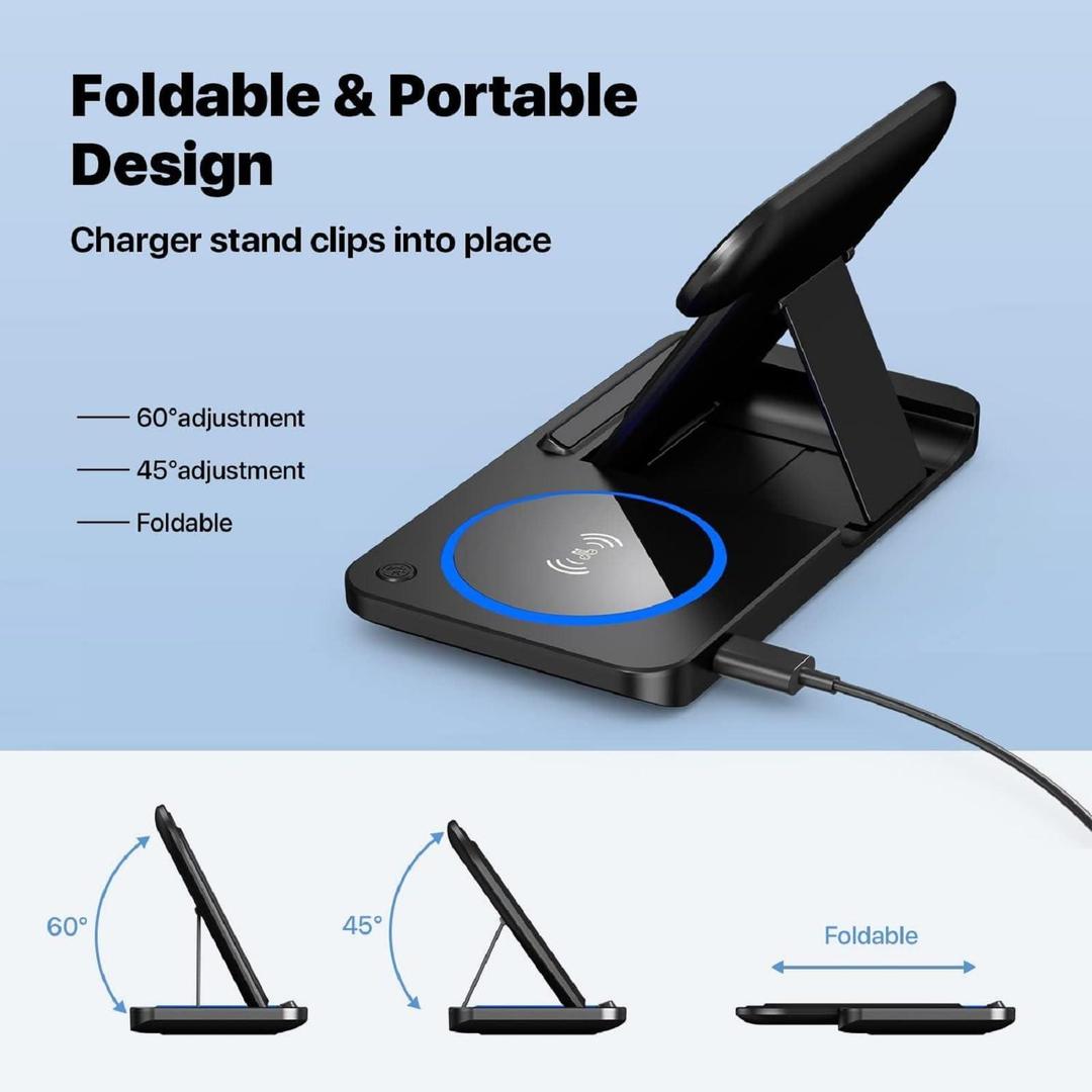 Magnetic 3-in-1 Foldable Wireless Charger Stand – Quick Charge