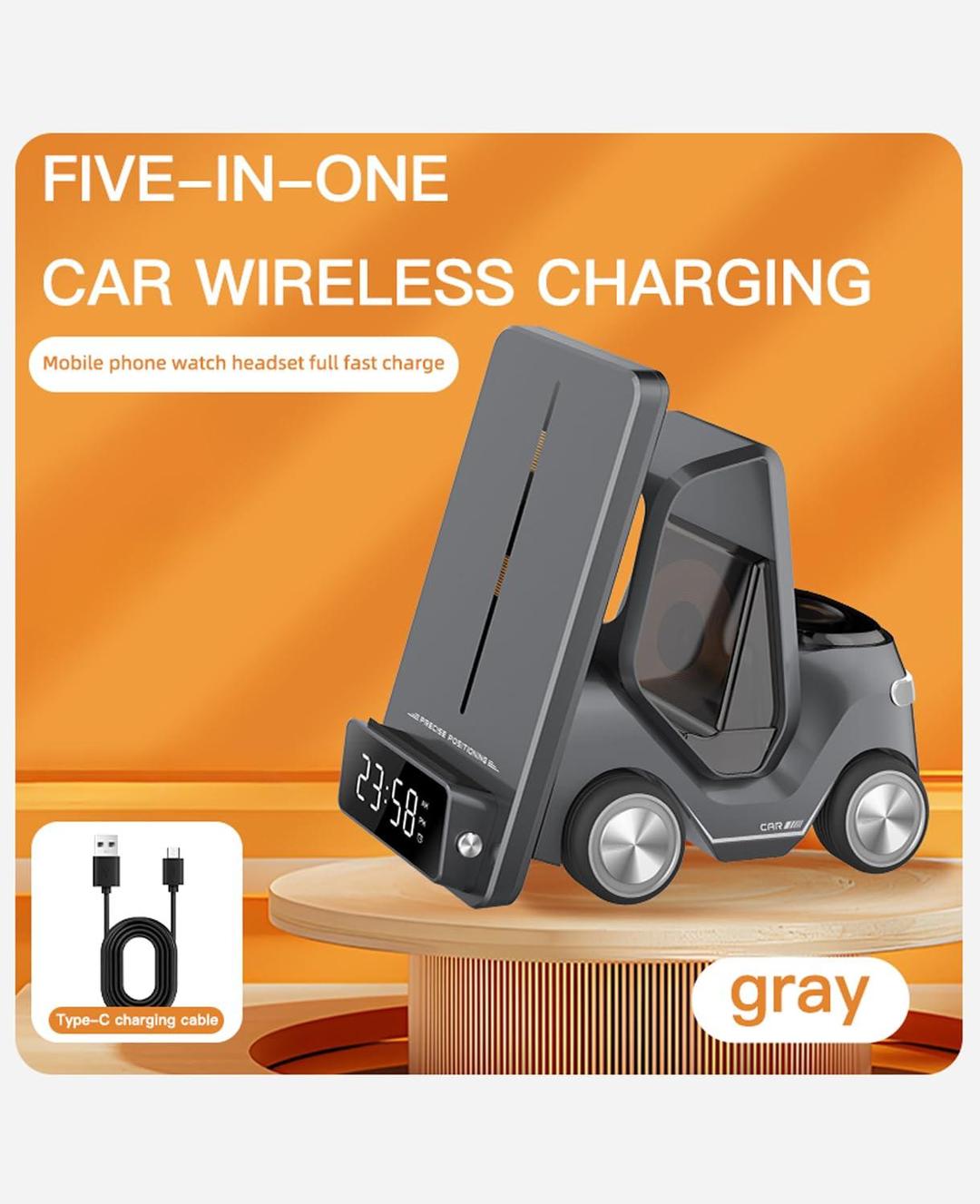 5-in-1 Smart Desktop Charger with 15W Wireless Charging