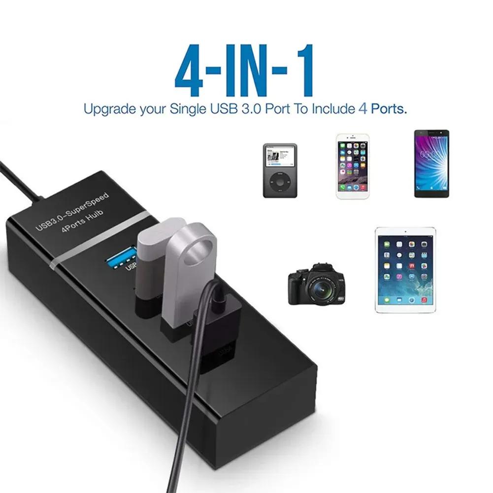 USB 3.0 Super Speed 4-Port Hub with DC5V Power Jack – 30cm Extension